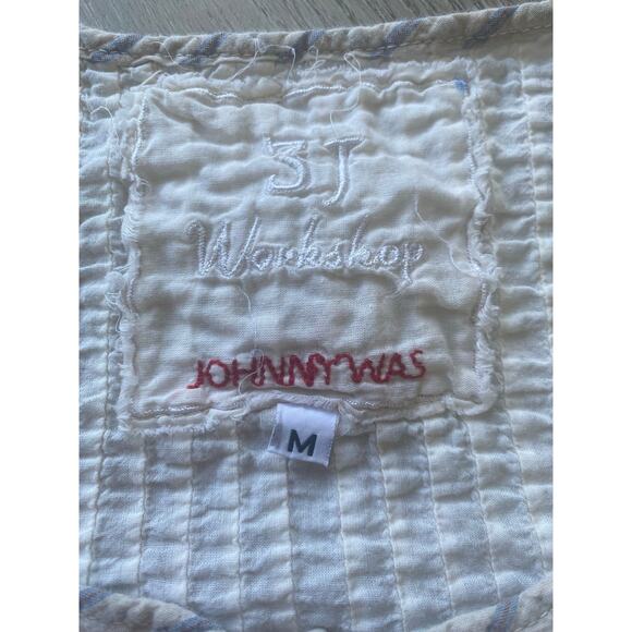 Johnny Was Floral Embroidered Beige Cotton Blouse Tunic 3J Workshop Medium Flaw - Picture 9 of 9